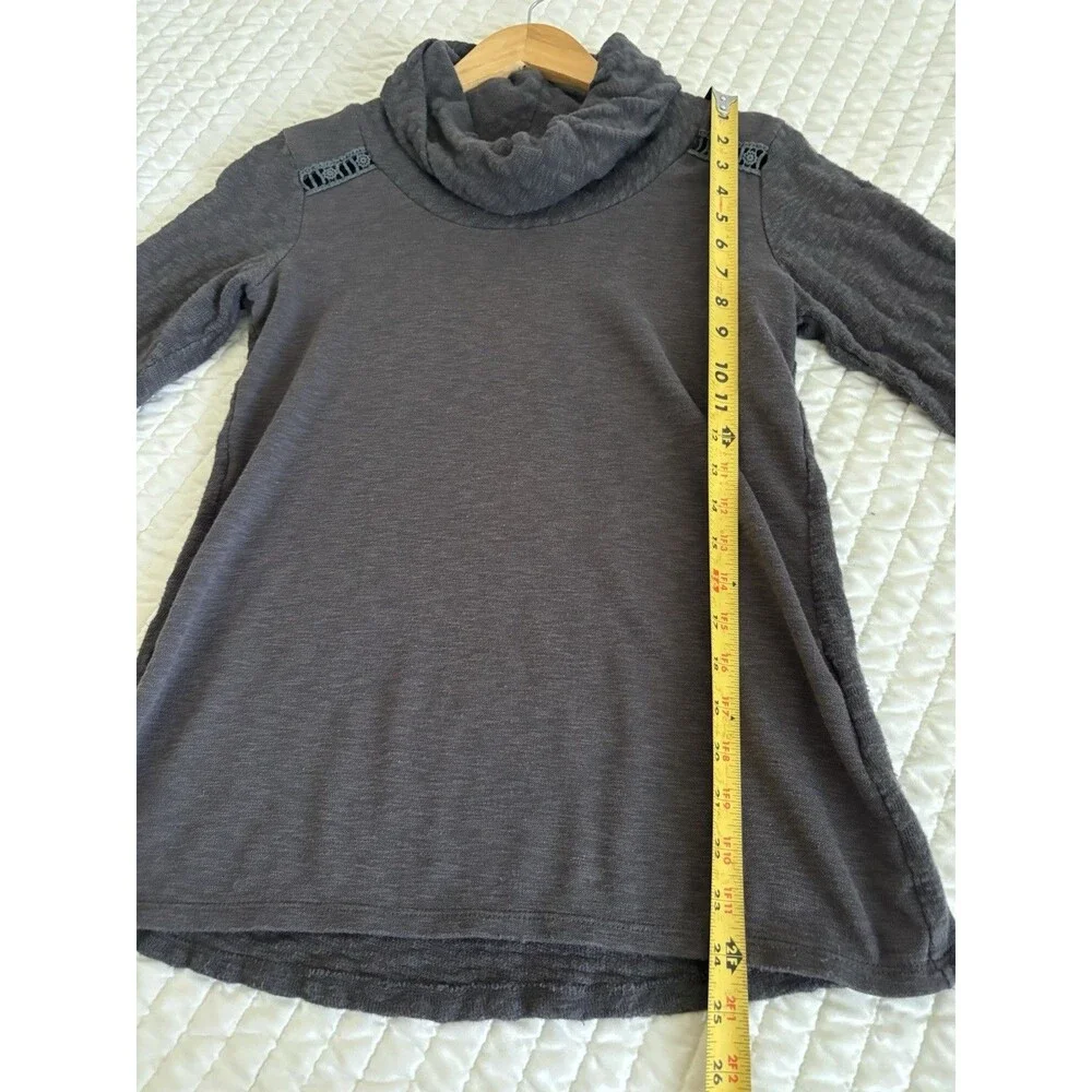 North River Womens Small Sweater Grey French Terry Cowlneck